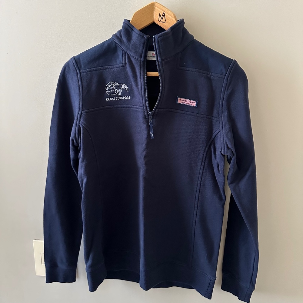 Vineyard Vines Navy Quarter Zip Jacket - Kennebunkport Maine Lobster Embroidery